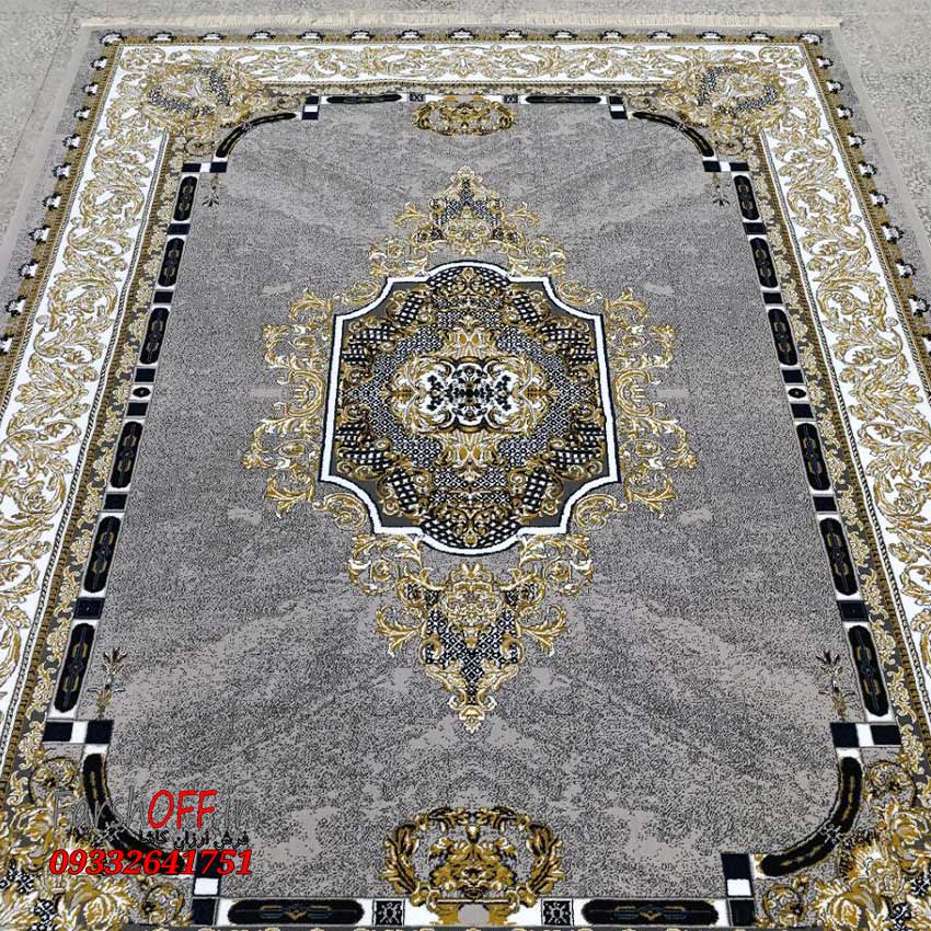 فرش طوسی طلاکوبی