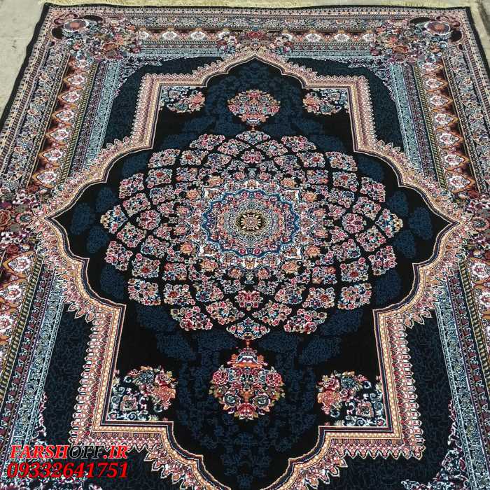 فرش ارزان طرح لوکس سرمه ای 440 شانه bcf