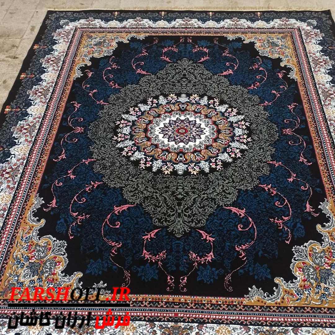 فرش ارزان طرح دلاریس سرمه ای