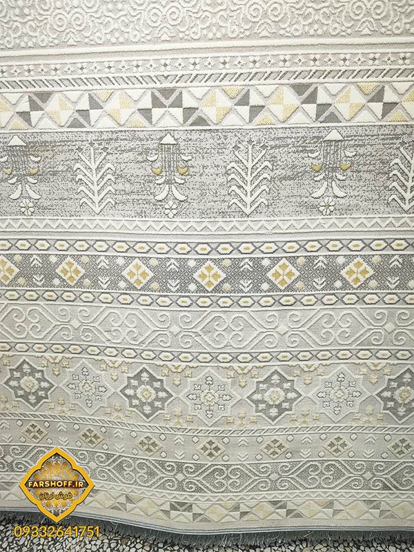فرش طوسی طلایی ساده