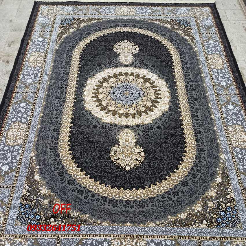مدل فرش سرمه ای طلایی